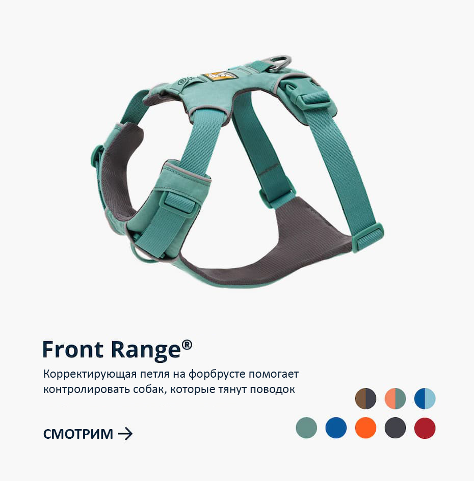 The Front Range® Harness has a front leash attachment point helps redirect dogs that pull