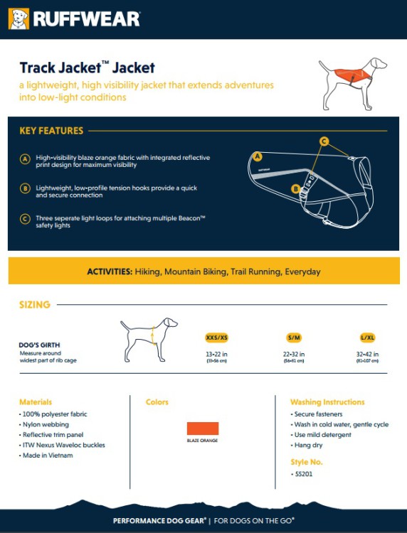 Ruffwear® Track Jacket™ светоотражающий жилет для собак 